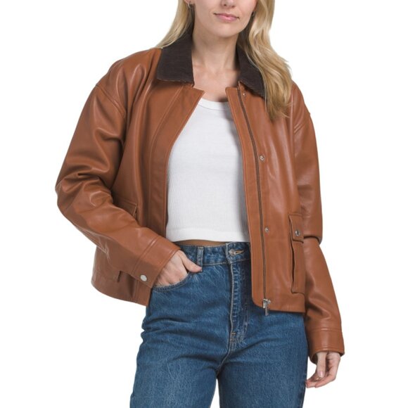 BOD & CHRISTENSEN Cognac Leather Barn Jacket - Picture 1 of 2